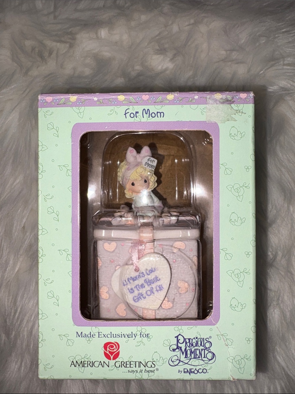 Precious Moments Mint Green and Pink 'For Mom' Gift Figurine
